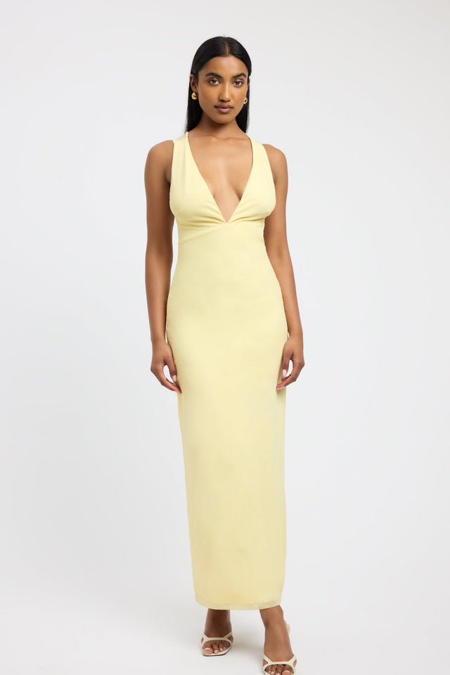product Bolt Open Back Dress Kookai Straight Maxi Fitted Highneck white womens-dresses 