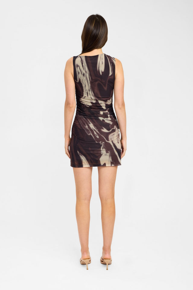 back Tatum Mini Dress Kookai Bodycon Mini Fitted Asymmetry black womens-dresses 