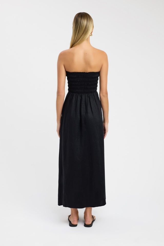 back Tahiti Shirred Dress Kookai Fit-and-flare Maxi Fitted Straight brown womens-dresses 