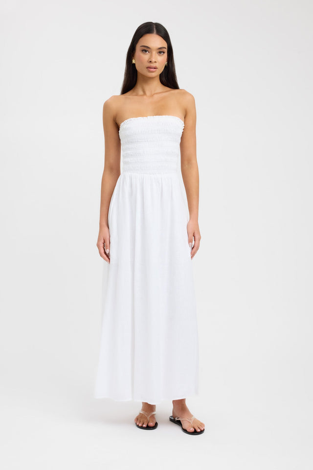 front Tahiti Shirred Dress Kookai Fit-and-flare Maxi Fitted Straight brown womens-dresses 