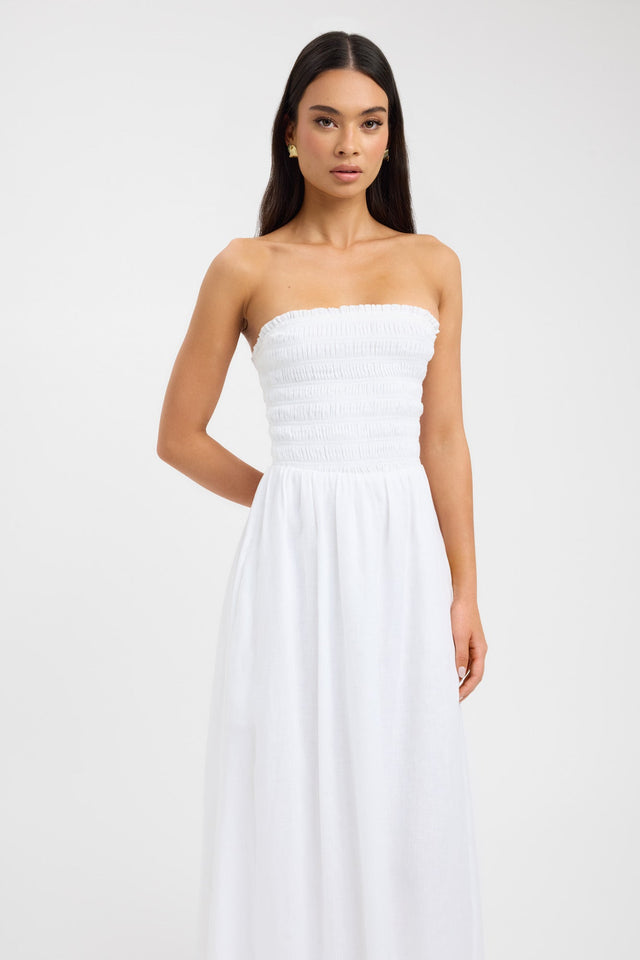 side Tahiti Shirred Dress Kookai Fit-and-flare Maxi Fitted Straight brown womens-dresses 