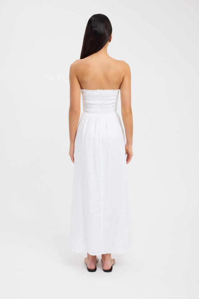 back Tahiti Shirred Dress Kookai Fit-and-flare Maxi Fitted Straight brown womens-dresses 