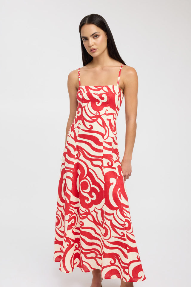 back Roma Maxi Dress Kookai Aline Maxi Relaxed Squareneck red womens-dresses 