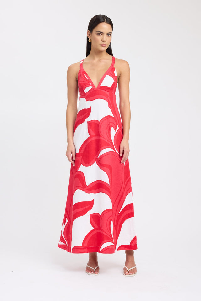 front Zani Maxi Dress Kookai Fit-and-flare Maxi Fitted Plungeneck brown womens-dresses 