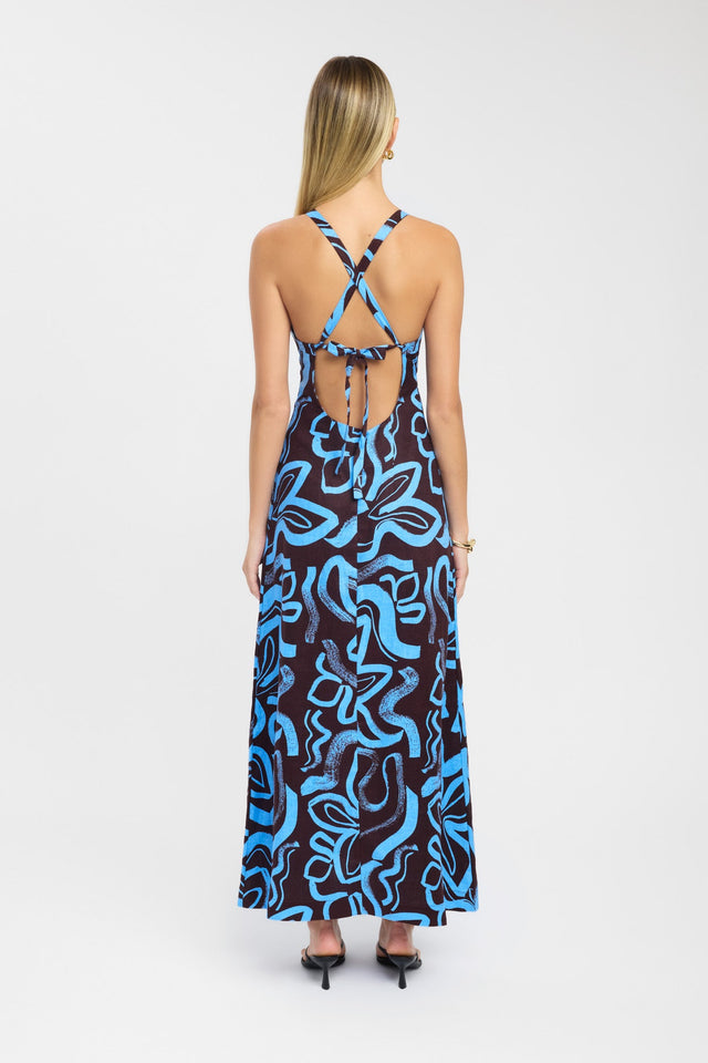 product Soley Vee Dress Kookai Fit-and-flare Maxi Relaxed Plungeneck blue womens-dresses 