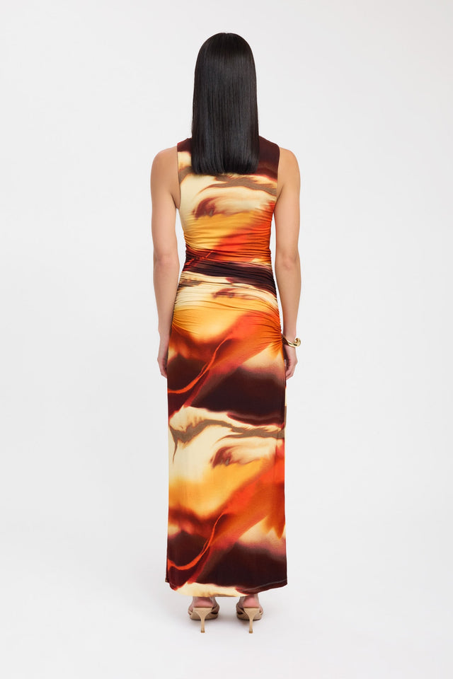 back Reece Maxi Dress Kookai Straight Maxi Fitted Highneck orange womens-dresses 