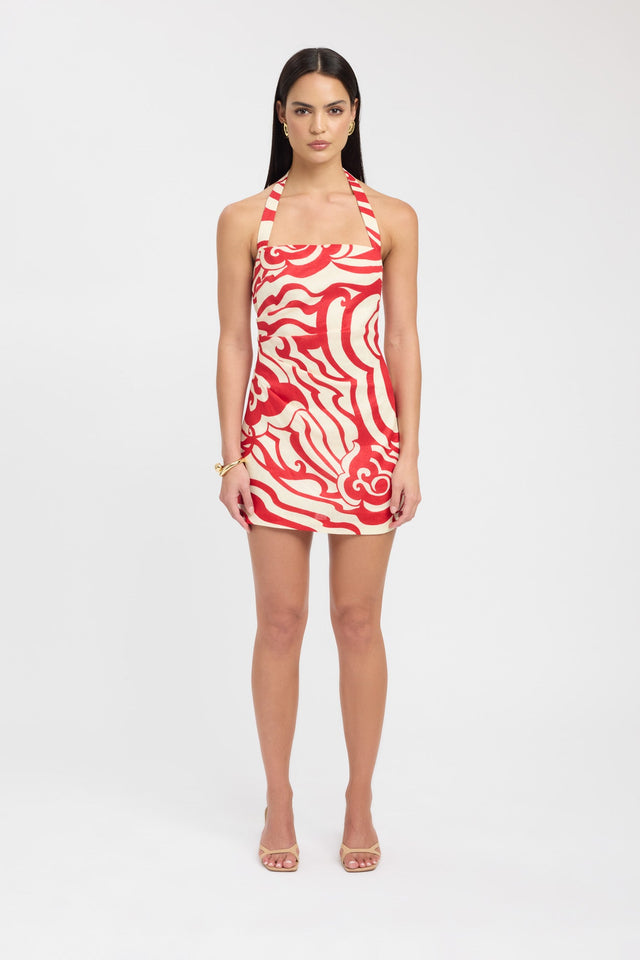 front Roma Halter Mini Dress Kookai Straight Mini Fitted Squareneck black womens-dresses 