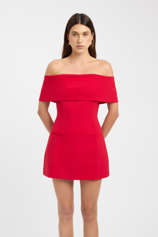 front Alto Pocket Mini Dress Kookai Aline Mini Fitted Straight brown womens-dresses 