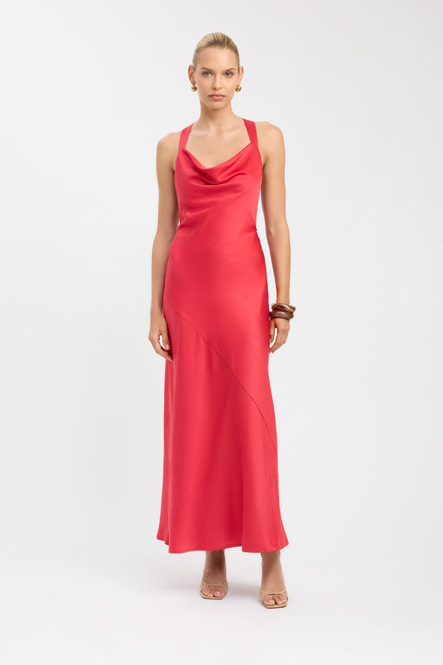 front Palermo Cowl Maxi Dress Kookai Straight Maxi Relaxed Cowlneck brown womens-dresses 