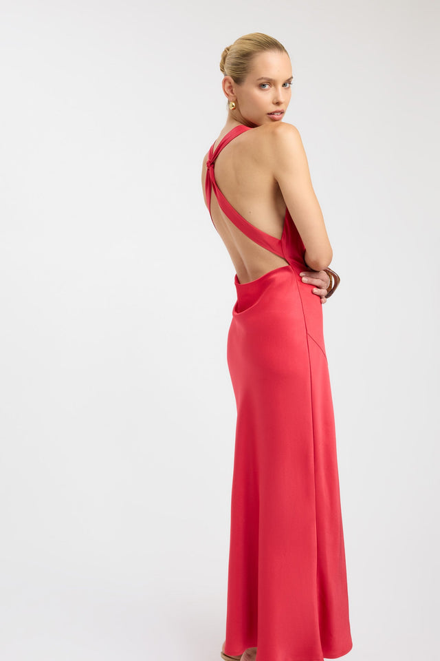 side Palermo Cowl Maxi Dress Kookai Straight Maxi Fitted Plungeneck white womens-dresses 
