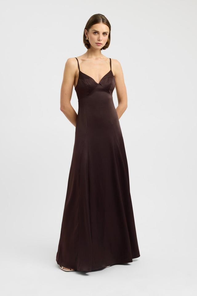 side Palermo Vee Maxi Dress Kookai Aline Maxi Fitted Plungeneck womens-dresses 