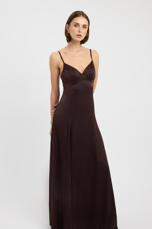 side Palermo Vee Maxi Dress Kookai Aline Maxi Fitted Plungeneck womens-dresses 
