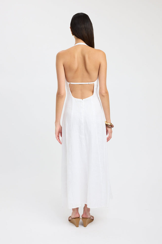 back Tahiti Ring Dress Kookai Aline Maxi Fitted Plungeneck white womens-dresses 