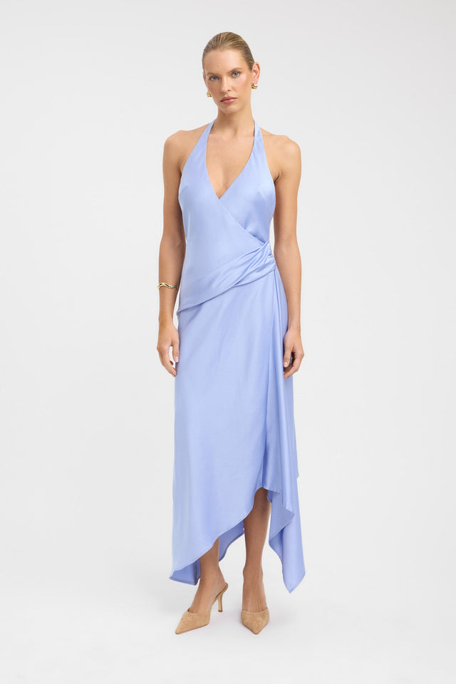 front Palermo Godet Dress Kookai Straight Maxi Relaxed Plungeneck womens-dresses 