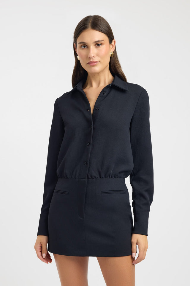 side Oyster Shirt Dress Kookai Shirt Mini Fitted V-neck womens-dresses 