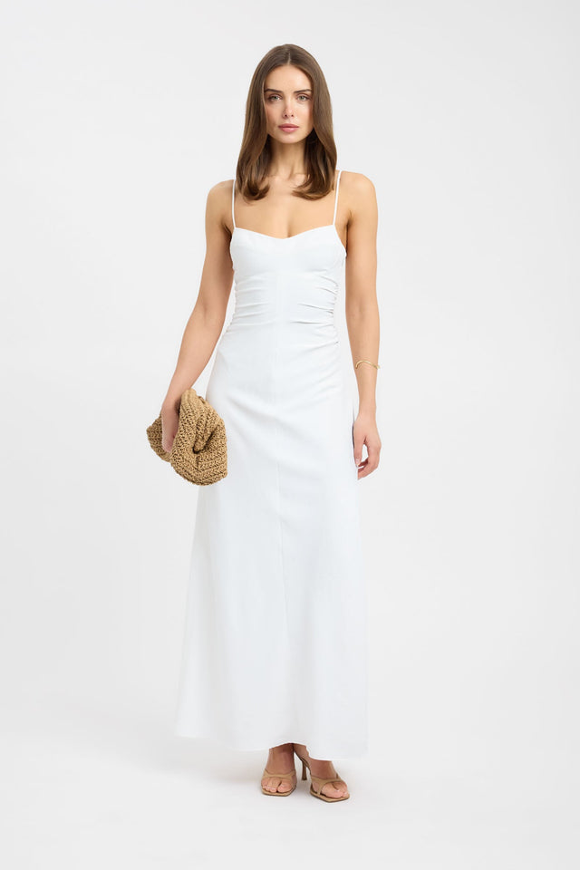 Discover the Opal Cinch Maxi Dress in womens-dresses with straight shape, fitted silhouette, sweetheart neckline and white on-body