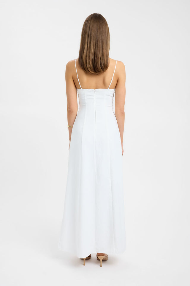 Featuring the Opal Cinch Maxi Dress in womens-dresses with straight shape, fitted silhouette, sweetheart neckline and white back