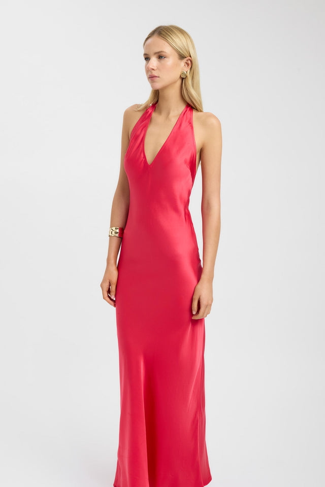 side Monty Deep Vee Maxi Dress Kookai Straight Maxi Fitted V-neck womens-dresses 