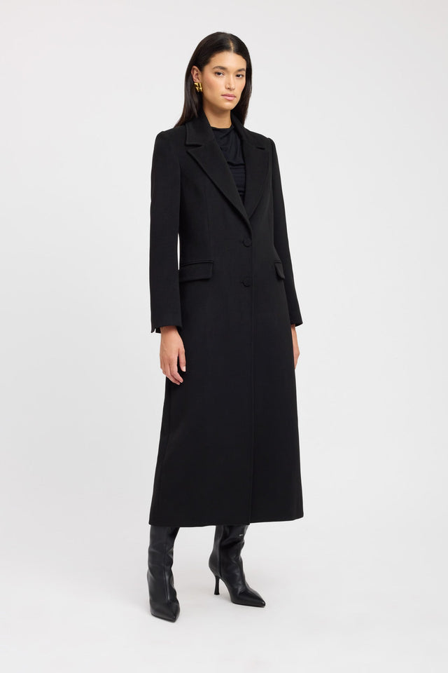 side Vienna Core Coat Kookai Long sleeve Overcoat Full length womens-coats-and-jackets 