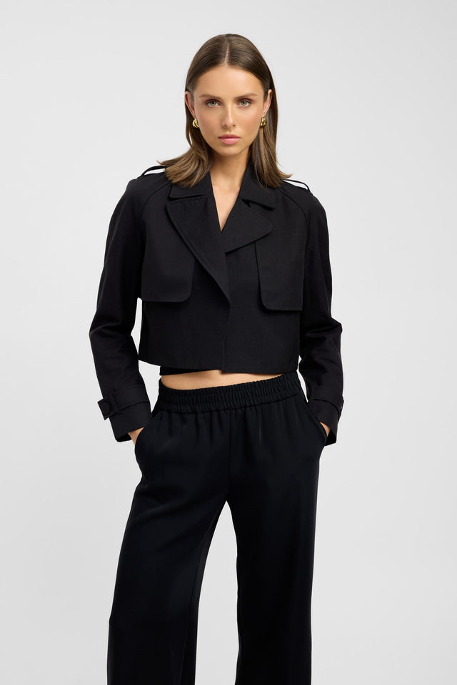 front Willa Cropped Trench Kookai Long sleeve Trench-coat cropped womens-coats-and-jackets 
