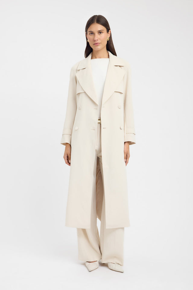 front Opal Trench Kookai Long sleeve Trench-coat Full length white womens-coats-and-jackets 