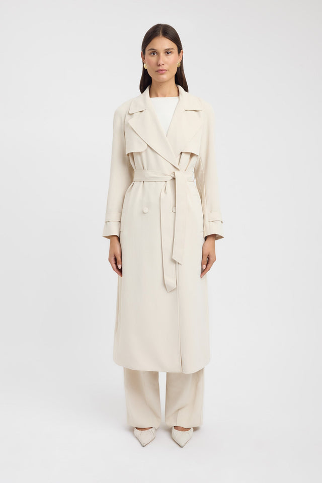 side Opal Trench Kookai Long sleeve Trench-coat Full length white womens-coats-and-jackets 