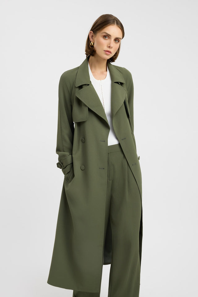 side Opal Trench Kookai Long sleeve Trench-coat Full length black womens-coats-and-jackets 