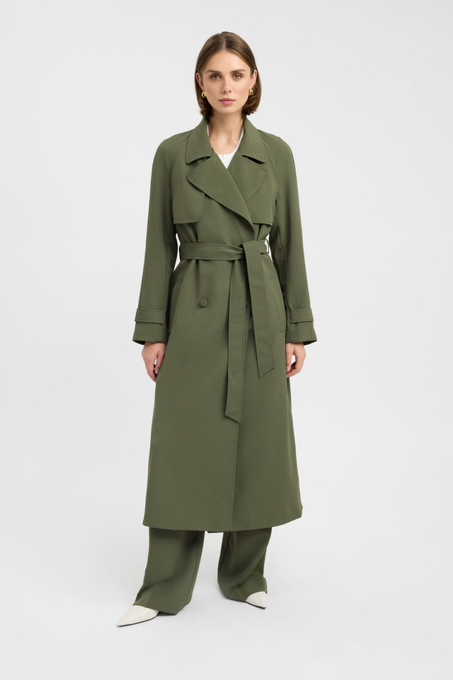 side Opal Trench Kookai Long sleeve Trench-coat Full length black womens-coats-and-jackets 