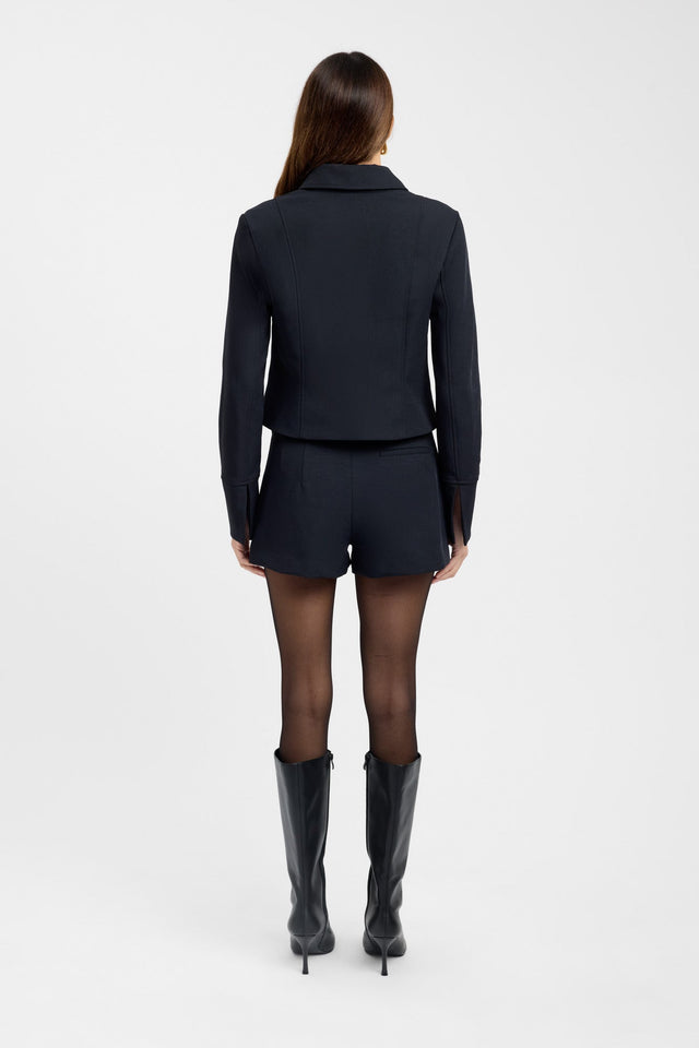 back Ariel Curve Jacket Kookai Long sleeve Regular Short darkblue womens-coats-and-jackets 