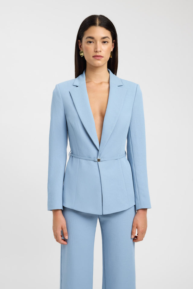 front Ariel Belted Blazer Kookai Long sleeve Blazer Regular blue womens-coats-and-jackets 