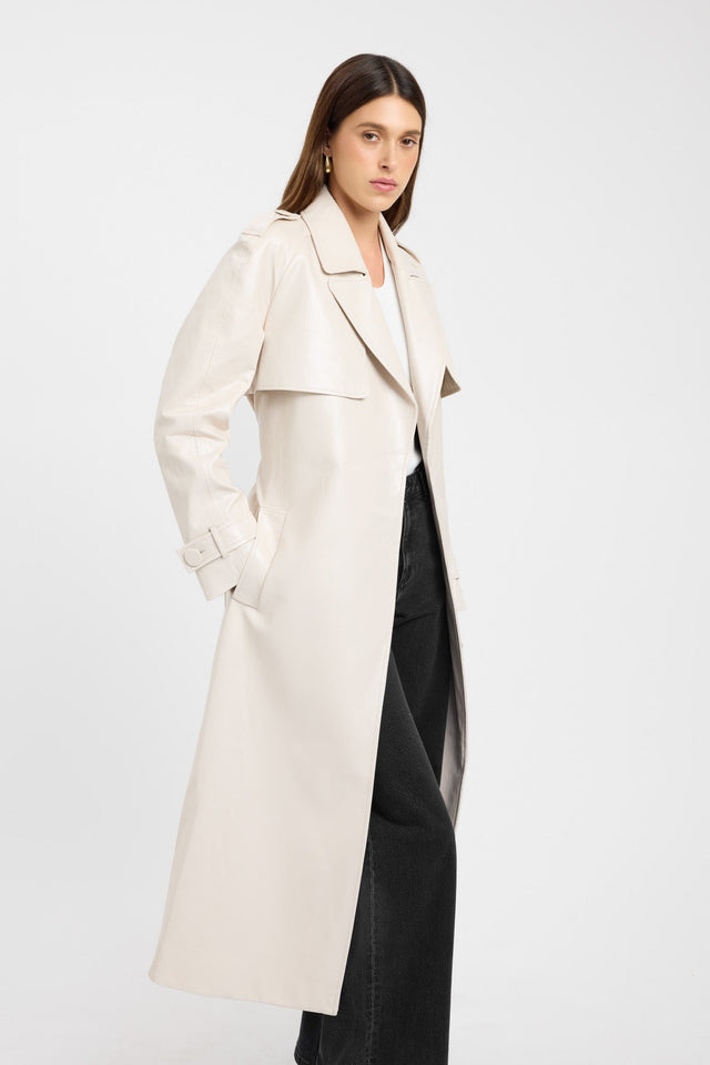 side Andes Trench Coat Kookai Long sleeve Trench-coat Full length black womens-coats-and-jackets 