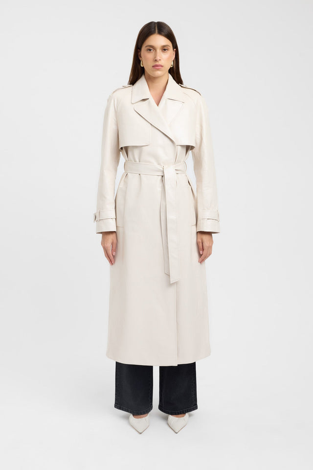 side Andes Trench Coat Kookai Long sleeve Trench-coat Full length black womens-coats-and-jackets 