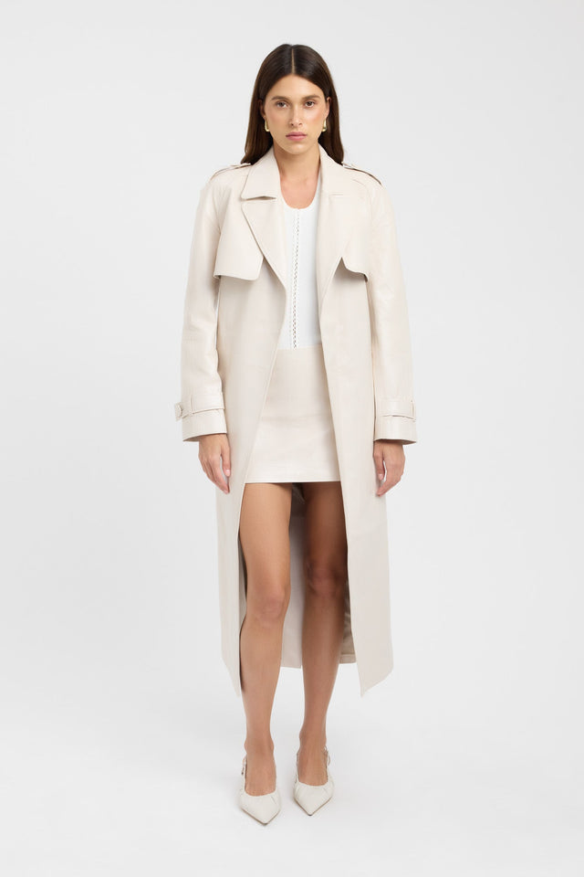 front Andes Trench Coat Kookai Long sleeve Trench-coat Full length black womens-coats-and-jackets 