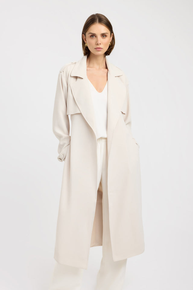 front Serge Trench Coat Kookai Long sleeve Full length brown womens-coats-and-jackets 