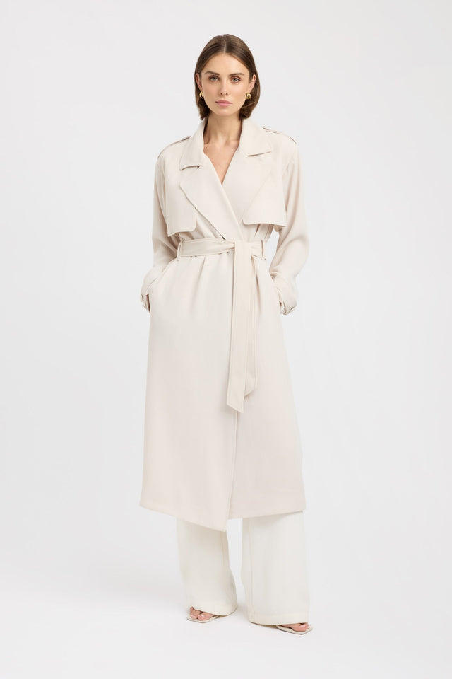 side Serge Trench Coat Kookai Long sleeve Full length brown womens-coats-and-jackets 