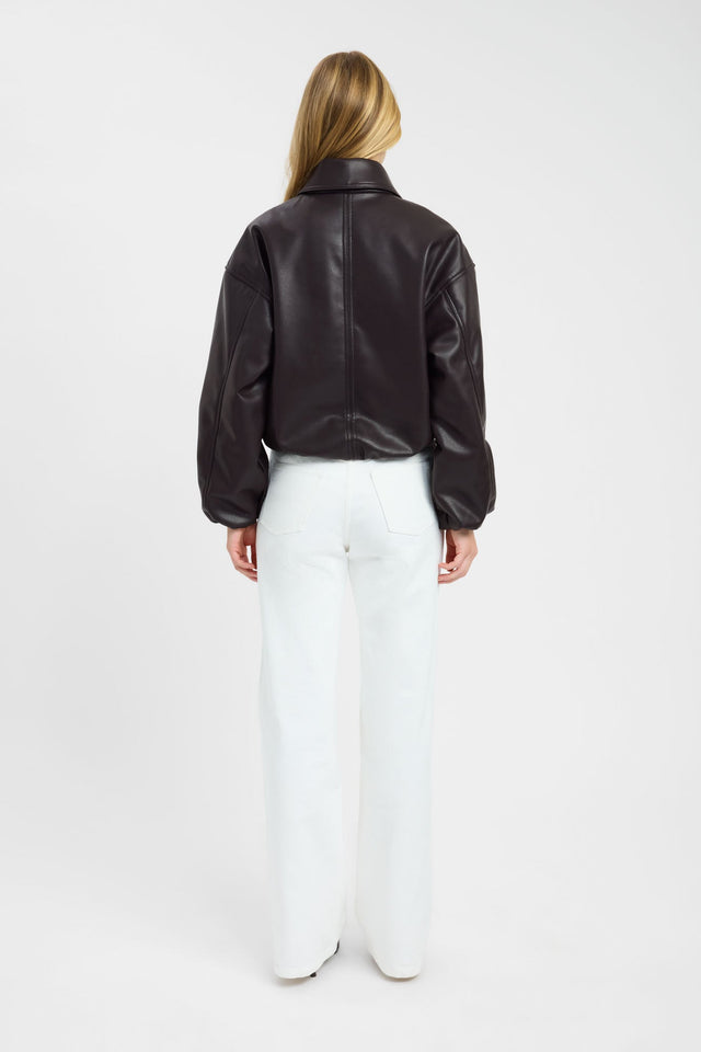 Designed as the Heavy Phoenix Bomber Jacket in womens coats and jackets with full puffed sleeves and short oversized fit in black back