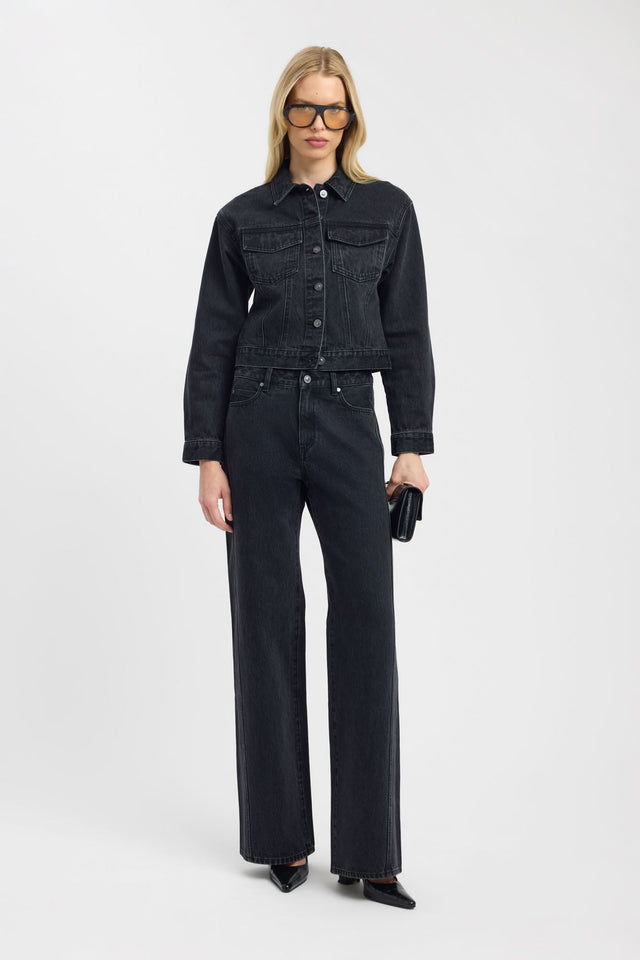 front Saxon Jacket Kookai Long sleeve Denim Short womens-coats-and-jackets 