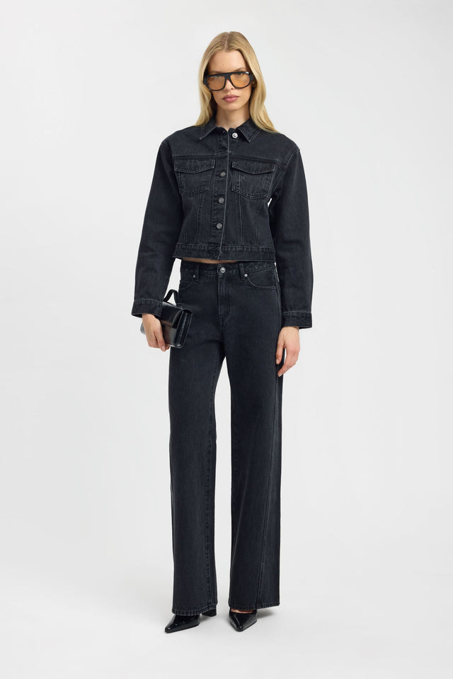 side Saxon Jacket Kookai Long sleeve Denim Short womens-coats-and-jackets 
