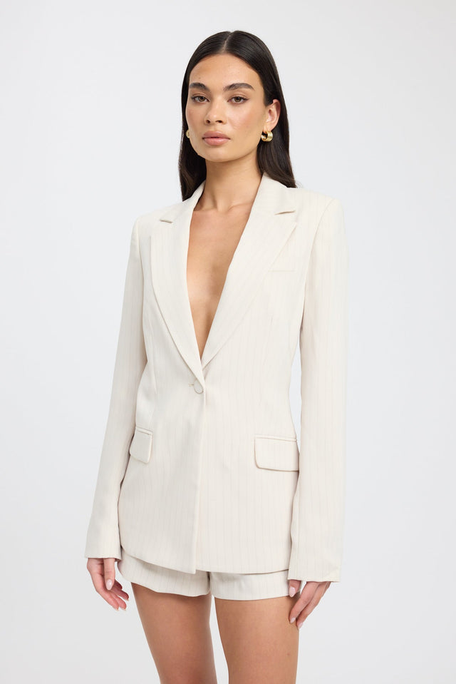 front Oslo Cinched Blazer Kookai Long sleeve Blazer Regular grey womens-coats-and-jackets 