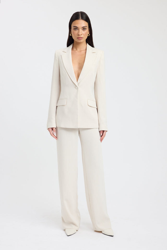 side Oslo Cinched Blazer Kookai Long sleeve Blazer Regular grey womens-coats-and-jackets 