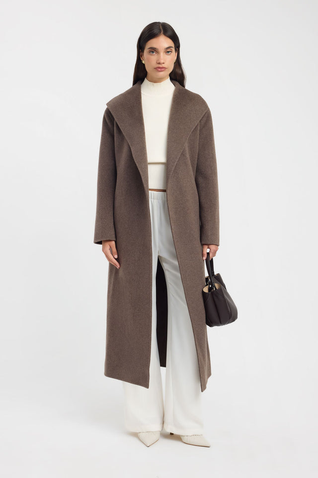 side Dresden Wool Coat Kookai Long sleeve Overcoat Full length womens-coats-and-jackets 
