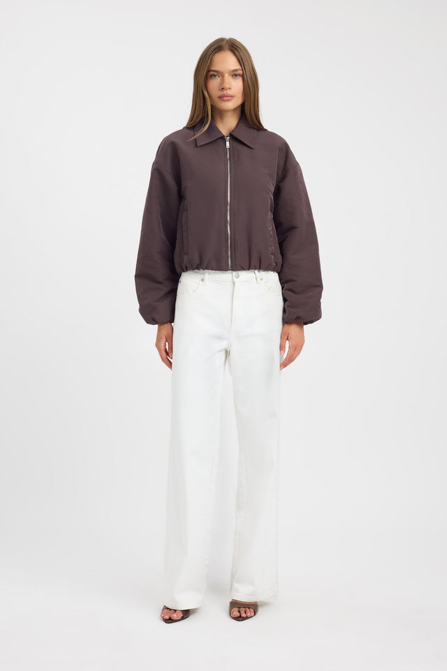side Kora Collared Jacket Kookai Long sleeve Bomber Short womens-coats-and-jackets 