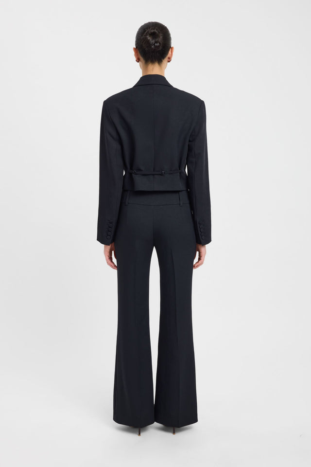Displaying the Ariel Cropped Blazer in womens coats and jackets with full sleeves and short length in black back