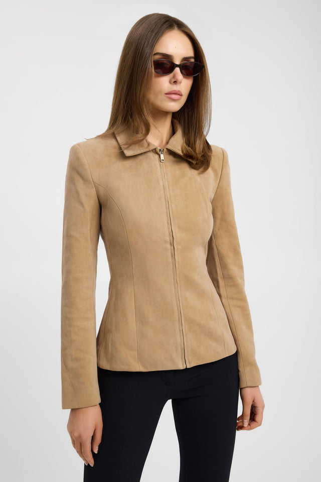 Explore the Dylan Sculpted Jacket in womens coats and jackets featuring full sleeves in tan side