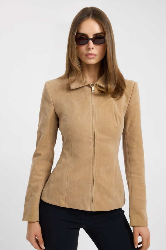 Featuring the Dylan Sculpted Jacket in womens coats and jackets with full sleeves in tan front
