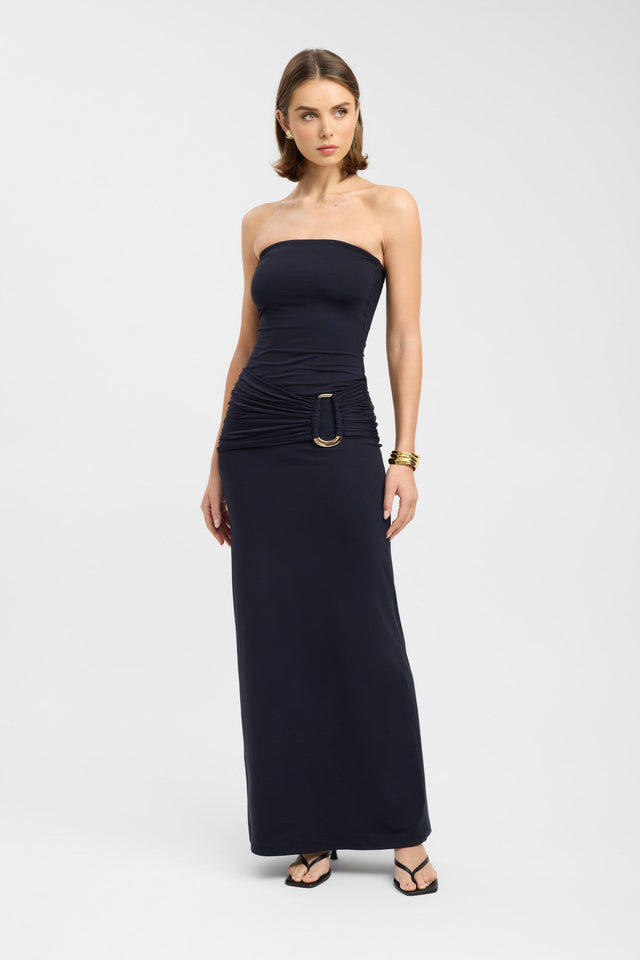 front Torin Trim Maxi Dress Kookai Bodycon Maxi Fitted Straight grey womens-dresses 