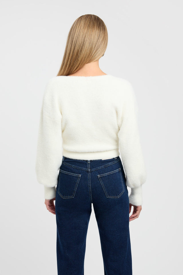 front Mylo Wrap Cardigan Kookai Fitted Boatneck Long sleeve Womens-Blouse 