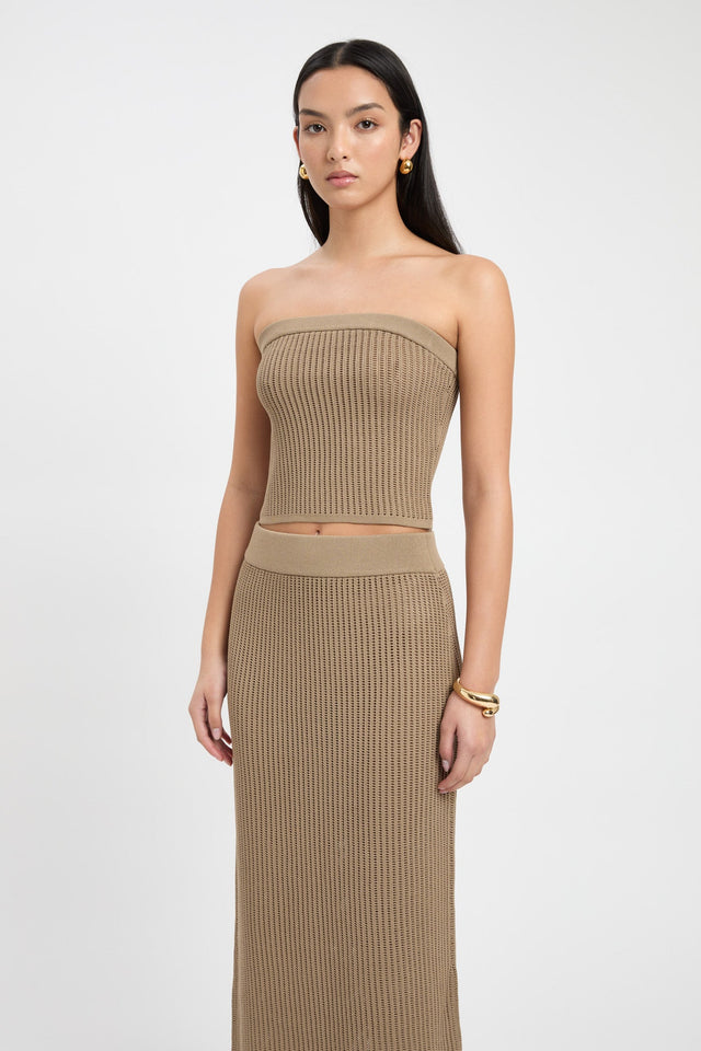 front Cairo Strapless Top Kookai Fitted Straight Sleeveless Womens-Blouse 
