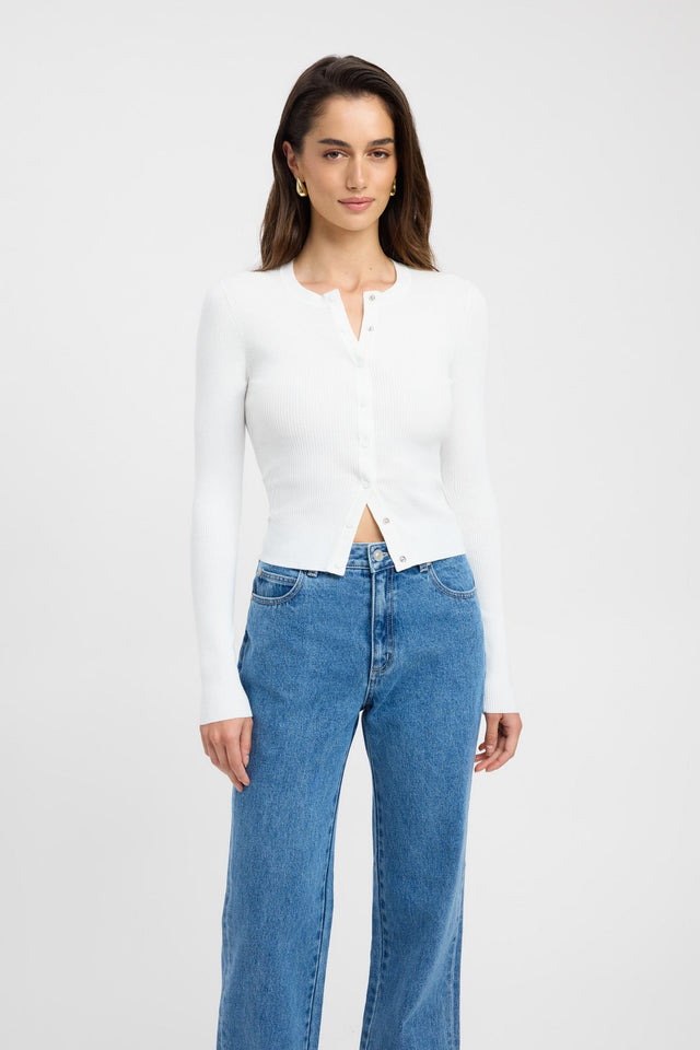 front Lola Cardigan Kookai Full sleeve Fitted beige womens-cardigans 