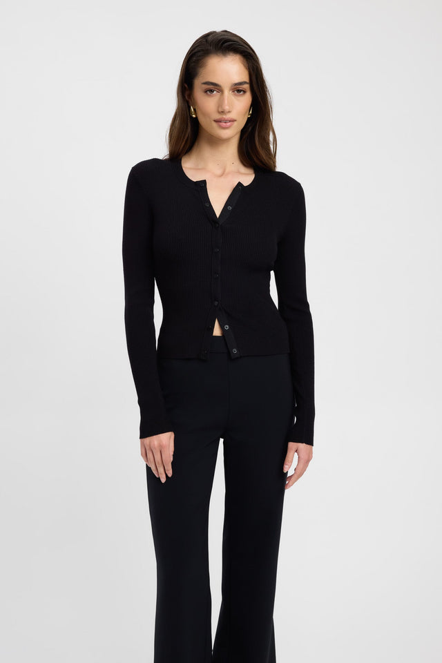 front Lola Cardigan Kookai Oversized Highneck Long sleeve Womens-Blouse 